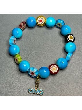 Handmade Floral Glass Beaded Bracelet